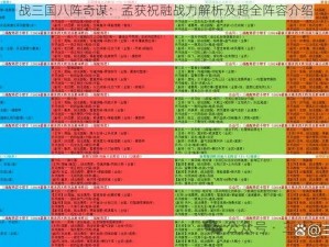 战三国八阵奇谋：孟获祝融战力解析及超全阵容介绍