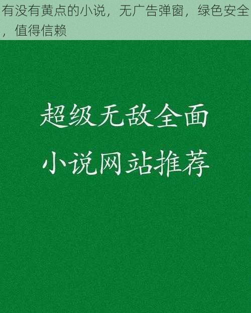 有没有黄点的小说，无广告弹窗，绿色安全，值得信赖