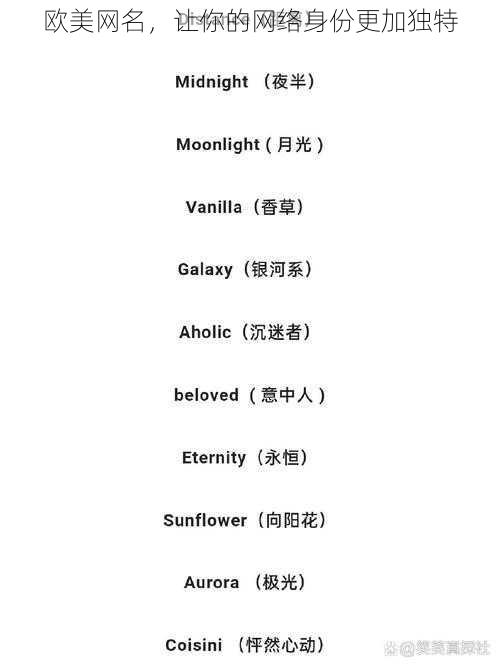 欧美网名，让你的网络身份更加独特