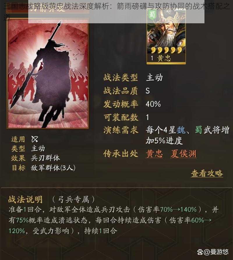 三国志战略版黄忠战法深度解析:箭雨磅礴与攻防协同的战术搭配之道
