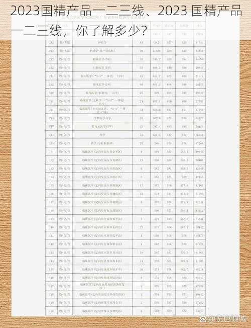 2023国精产品一二三线、2023 国精产品一二三线，你了解多少？