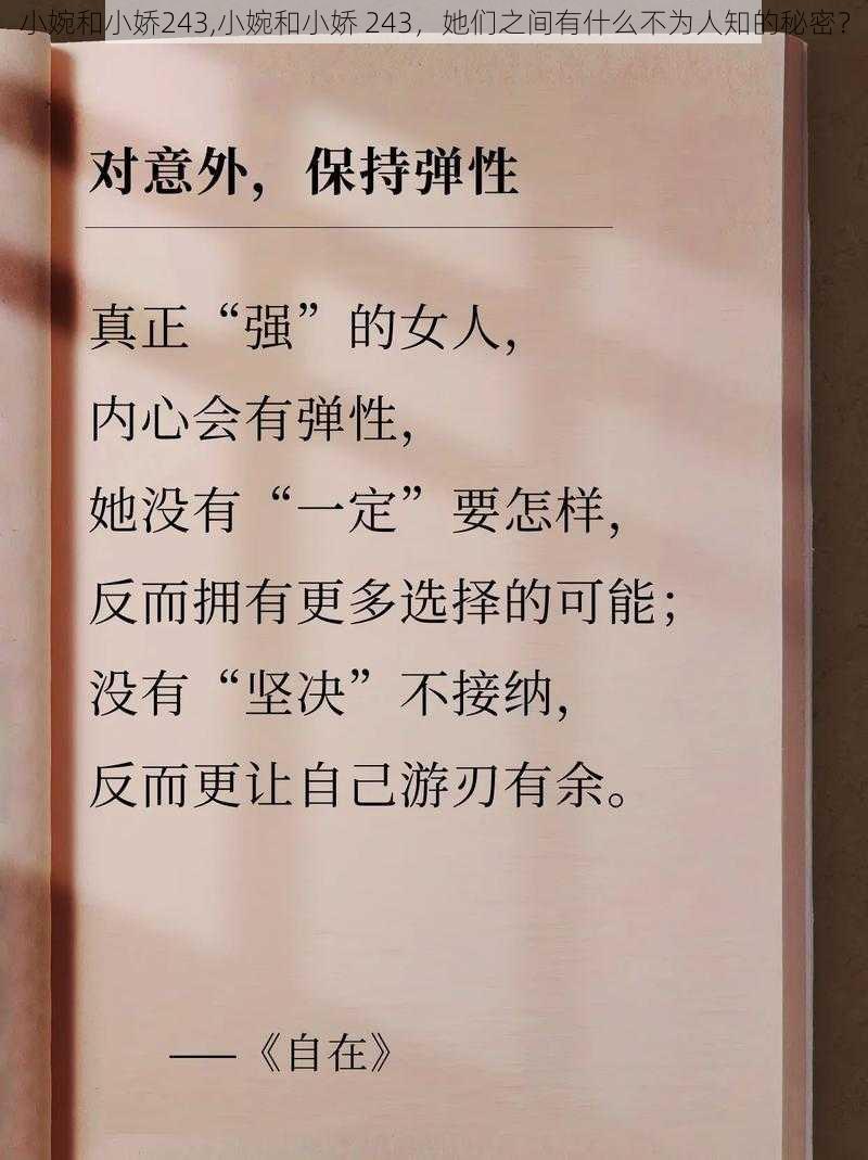 小婉和小娇243,小婉和小娇 243，她们之间有什么不为人知的秘密？