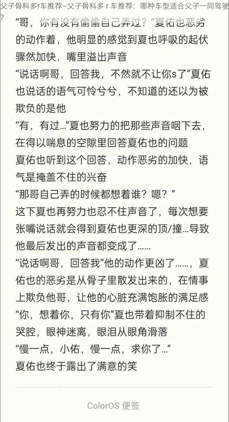 父子骨科多r车推荐—父子骨科多 r 车推荐：哪种车型适合父子一同驾驶？