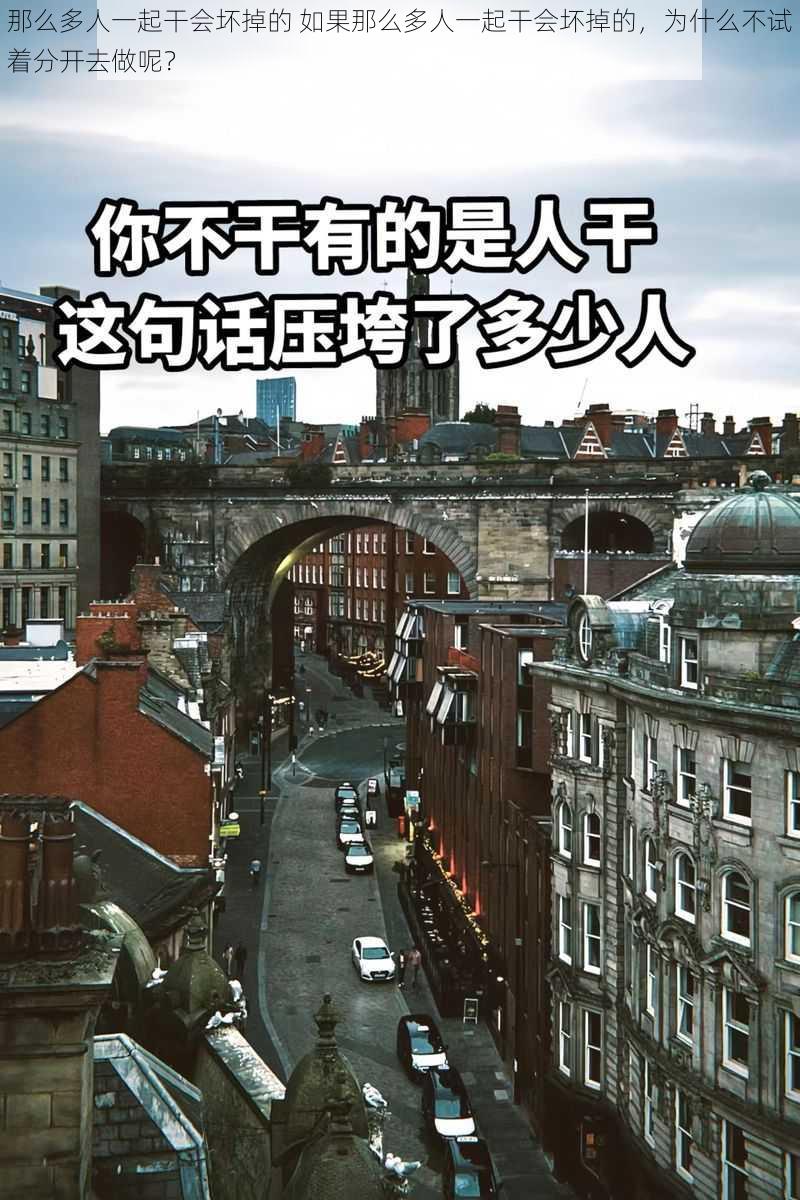 那么多人一起干会坏掉的 如果那么多人一起干会坏掉的，为什么不试着分开去做呢？