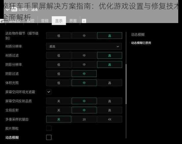 疯狂车手黑屏解决方案指南：优化游戏设置与修复技术全面解析