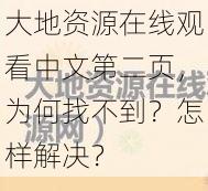 大地资源在线观看中文第二页，为何找不到？怎样解决？