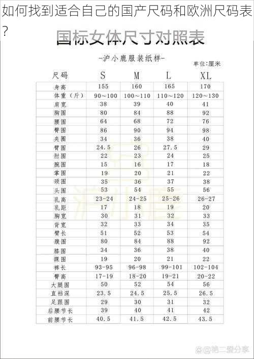 如何找到适合自己的国产尺码和欧洲尺码表？