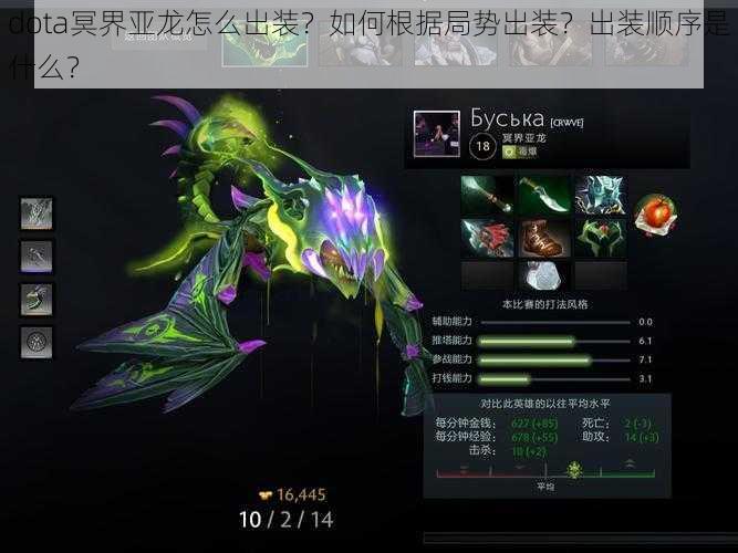 dota冥界亚龙怎么出装？如何根据局势出装？出装顺序是什么？